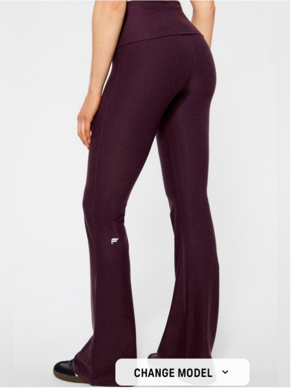 NWT Fabletics Foldover High Waisted Flare Leggings Purple - Size Small - Picture 2 of 6